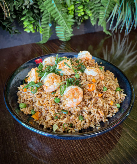 Arroz salteado com gambas 